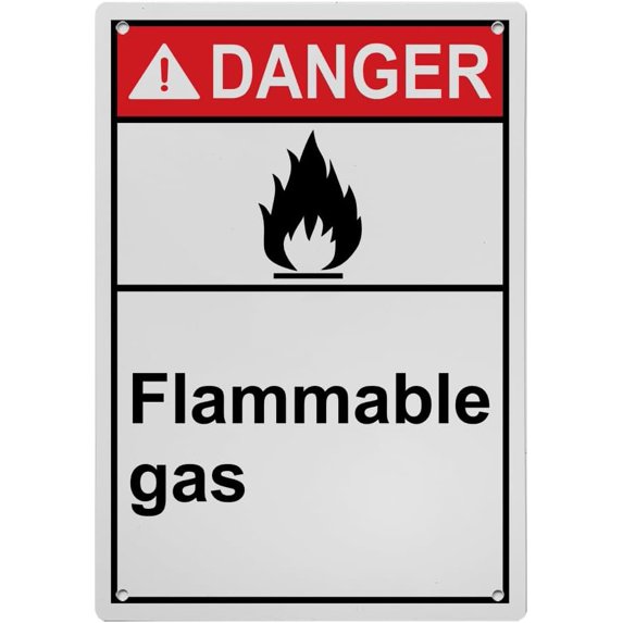 Weatherproof Vertical ANSI Flammable Sign (Flammable gas) 8 in" x 12 in ...
