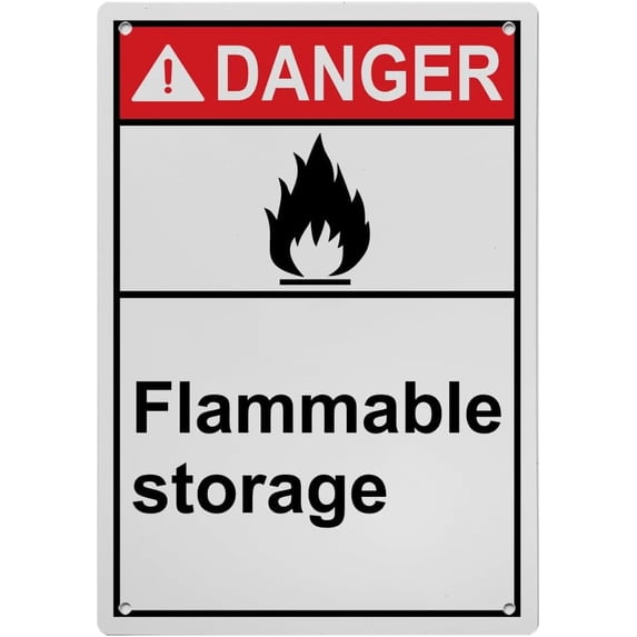 Weatherproof Vertical ANSI Flammable Sign (Flammable storage) 8 in