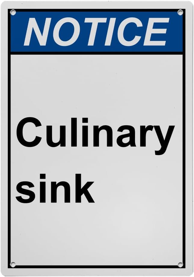 Weatherproof Vertical ANSI Food Prep Kitchen Safety Sign (Culinary sink ...