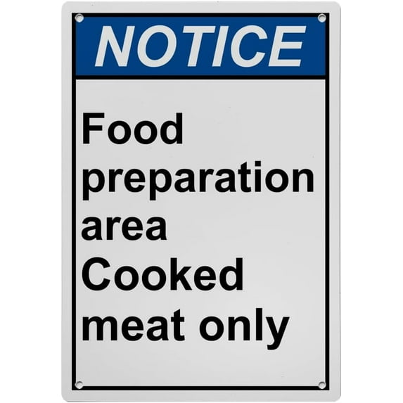 Weatherproof Vertical ANSI Food Prep Kitchen Safety Sign (Food ...
