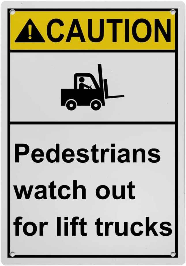 Weatherproof Vertical ANSI Forklift Sign (Pedestrians watch out for ...