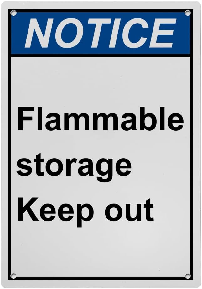 Weatherproof Vertical ANSI Fuel Sign (Flammable storage Keep out) 8 in ...