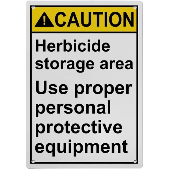 Weatherproof Vertical ANSI Herbicide Sign (Herbicide storage area Use ...