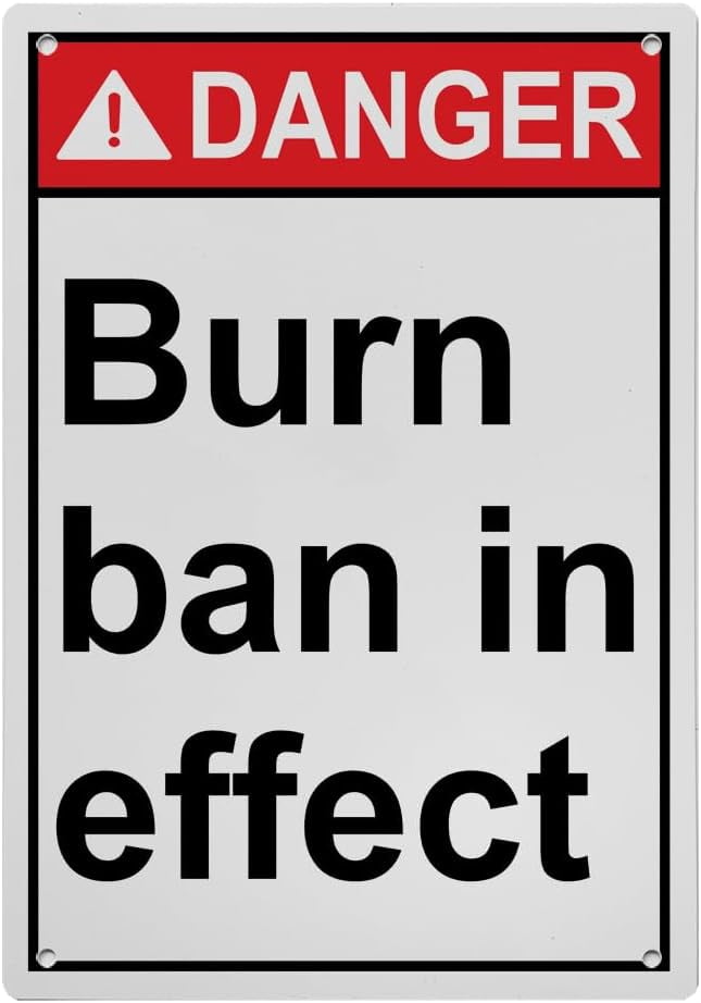 Weatherproof Vertical ANSI Hot Burn Sign (Burn ban in effect) 8 in