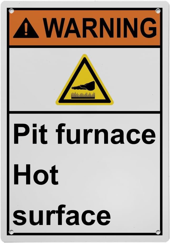 Weatherproof Vertical ANSI Hot Burn Sign (Pit furnace Hot surface) 8 in ...