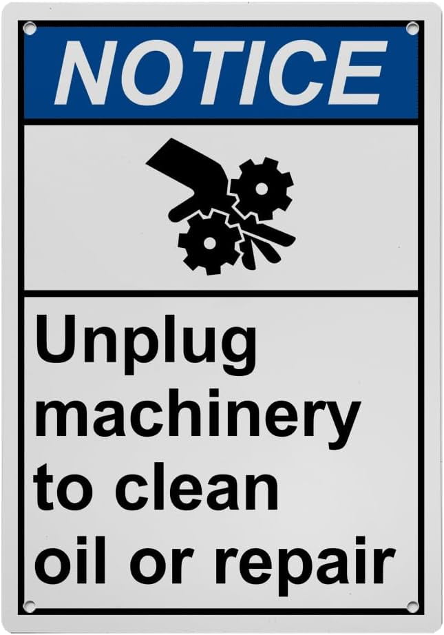 Weatherproof Vertical ANSI Machine Safety Sign (Unplug machinery to ...
