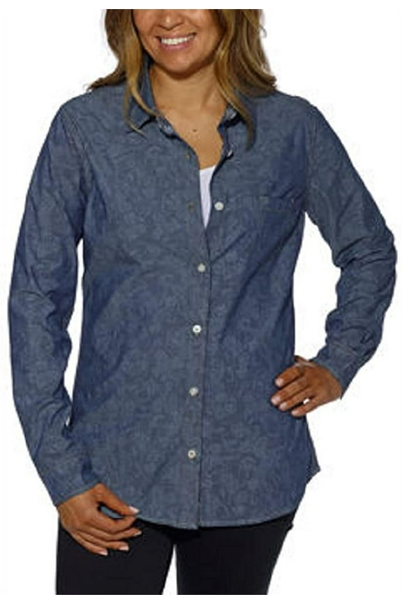 Weatherproof ® Vintage Ladies' Long Sleeve Shirt-Denim, Small