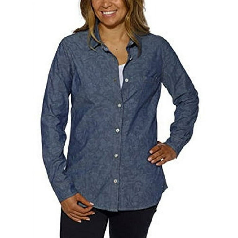Weatherproof Vintage Ladies Long Sleeve Shirt Denim Walmart