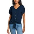 thumbnail image 1 of Weatherproof Vintage Ladies' Tie Front Top (Navy, X-Large), 1 of 5