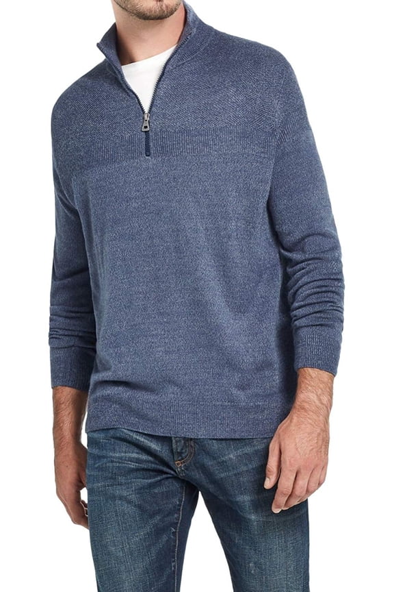 Vintage Men’s Soft Touch Quarter-Zip Sweater, Blue, Small