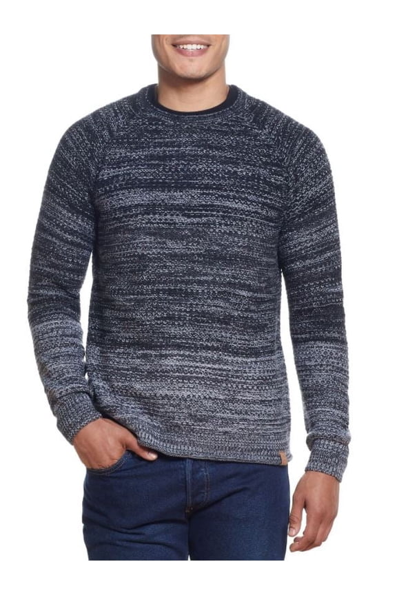 Vintage Men's Black Marl Ombre Roll Crew Sweater, XL