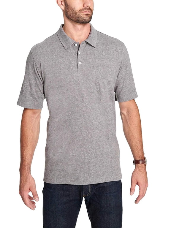 Mens Brushed Cotton Polo Shirt Gray, XX-Large
