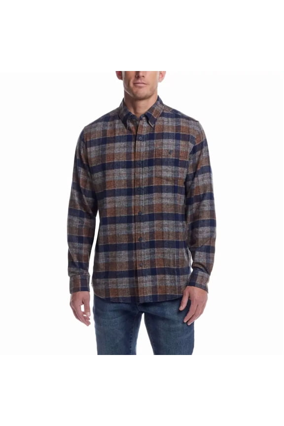 Vintage Men's Casual Button Down Long Sleeve Soft Brushed Plaid Flannel Shirt (US, Alpha, Medium, Regular, Regular, Multi)