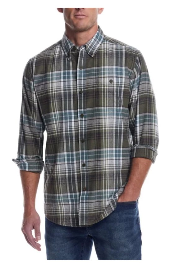 Vintage Men's Casual Soft Brushed Plaid Flannel Shirt XXL,Multi)