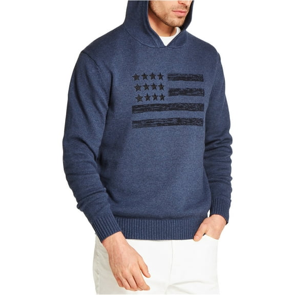 Weatherproof Vintage Men’s Hooded Regular Sweater, Blue, X-Large