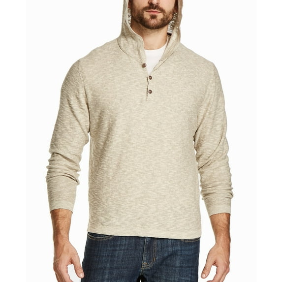 Weatherproof Vintage Men’s Hooded Regular Sweater, Natural, X-Large