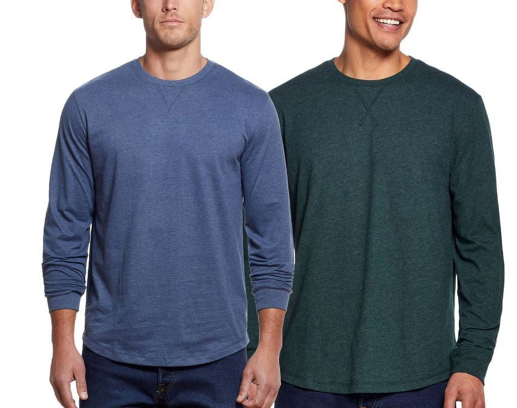 WEATHERPROOF VINTAGE Mens Long Sleeve Tee 2 Pack, Blue/Green Small