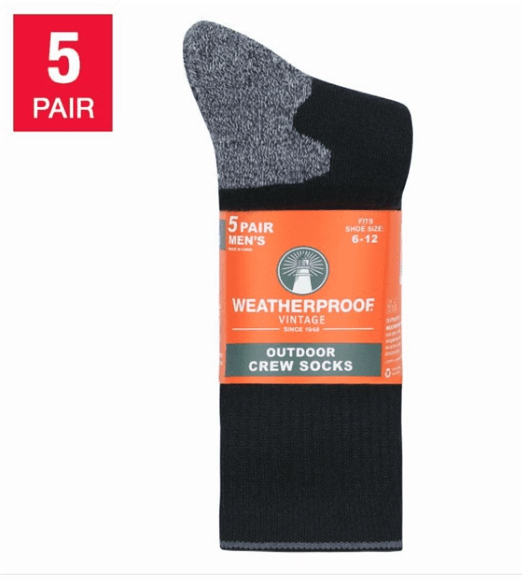 WEATHERPROOF Vintage Men's Outdoor Crew Sock, 5-pair