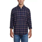 Weatherproof Vintage Men s Plaid Flannel Shirt, Deep Blue, Small