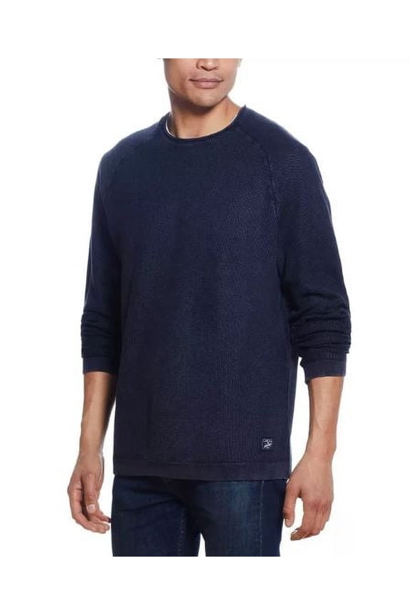 Vintage Men's Stonewash Textured Sweater Blue Size Medium