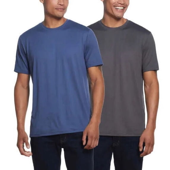 Weatherproof Vintage Men's Stretch Tee T-Shirt Crewneck Short Sleeve, 2-pack (Blue/Grey Small)