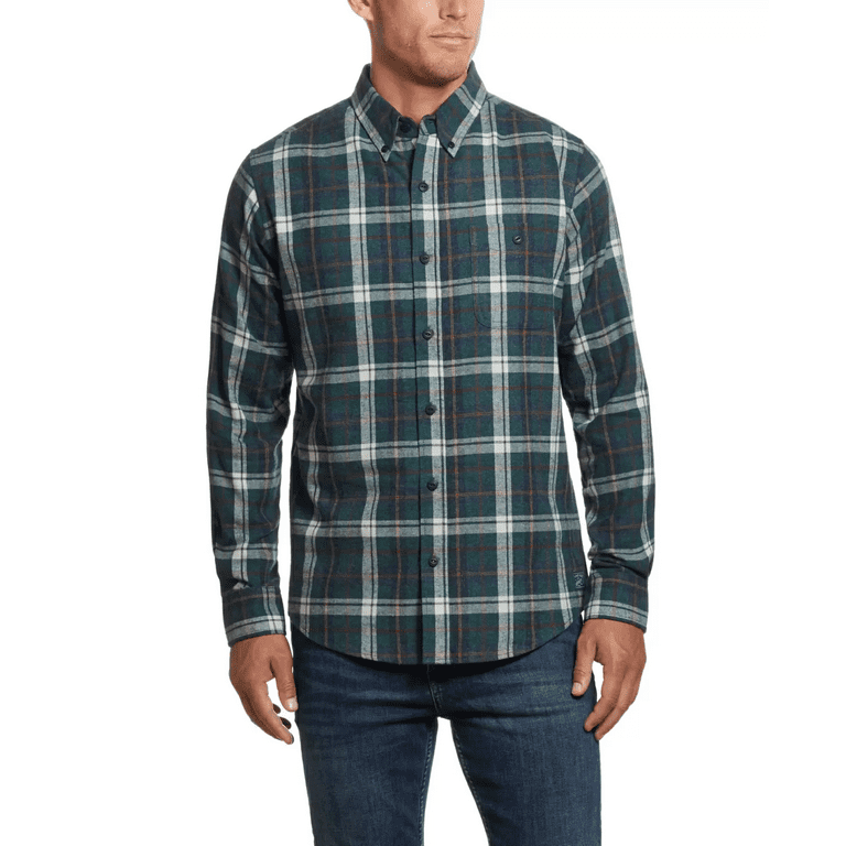 Wrinkle-Free Performance Flannel Ferney Shirt Teal Plaid, 58% OFF