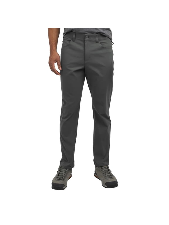 Mens Tech Pants Water-Resistant Stretch Performance Pants with Flex Waistband, Straight Fit (Gray/38x34)
