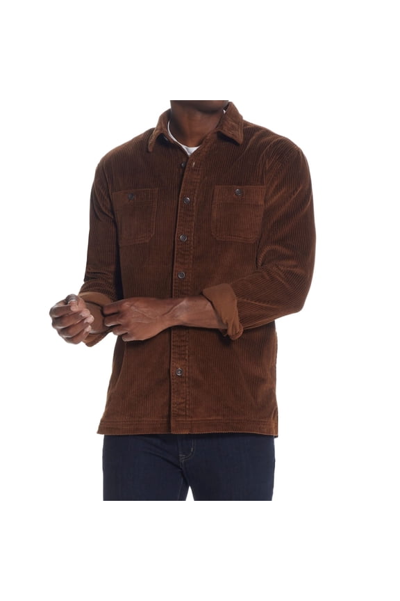 Mens Vintage Wide Wale Corduroy Field Jacket, Brown, Small