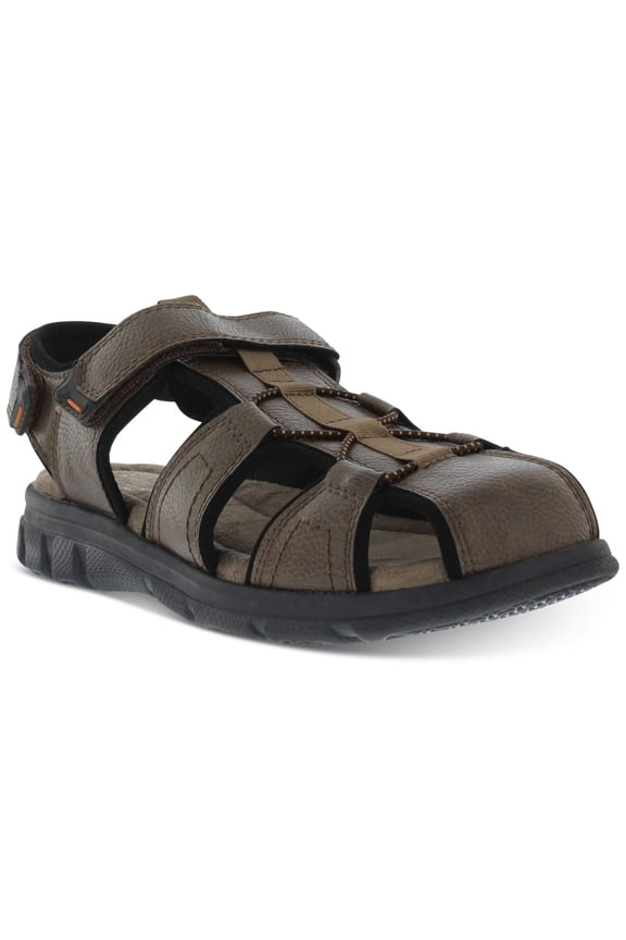 Mens Cory Faux Leather Casual Fisherman Sandals