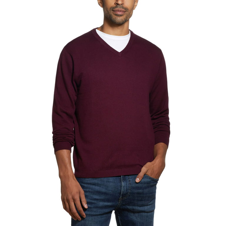 Weatherproof Vintage Mens Cotton Cashmere V-Neck Sweater Small Red