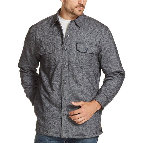 Weatherproof Mens Fleece Shirt Jacket, Grey, Medium