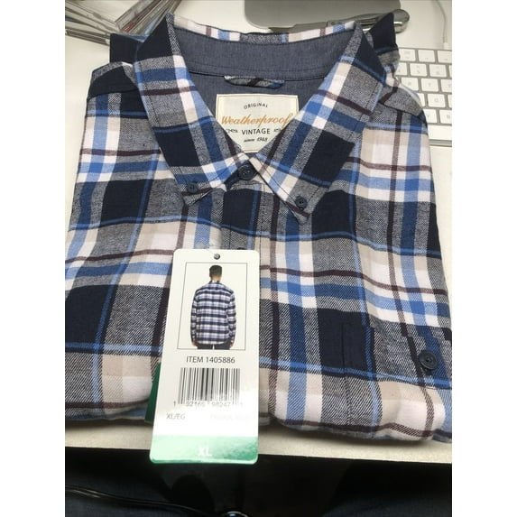 Weatherproof Vintage Mens Flannel Shirt Ensign Blue, X-Large