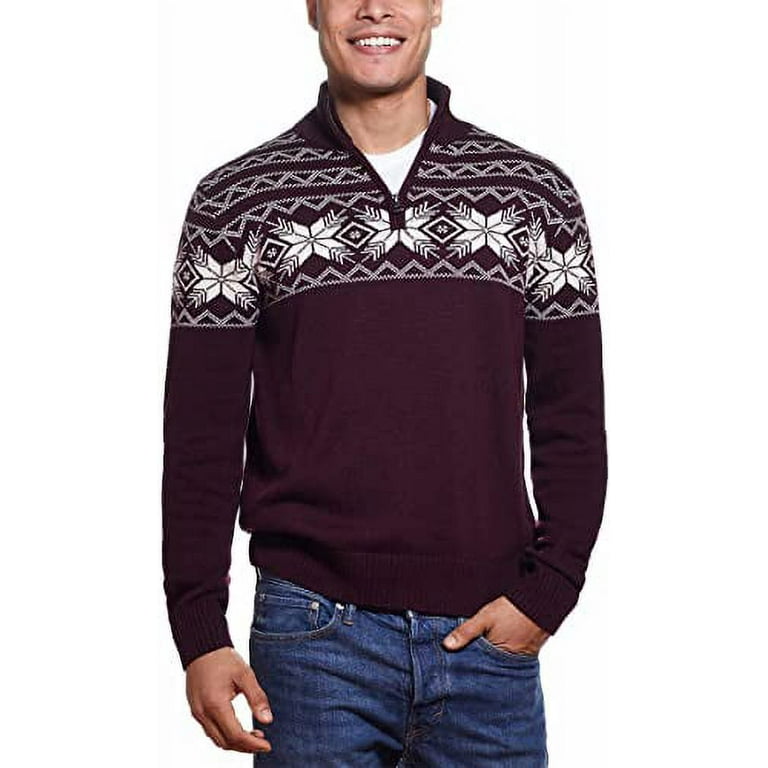 Weatherproof Vintage Mens Holiday Heavyweight Quarter Zip Pullover Sweater Deep Burgundy X Large Walmart