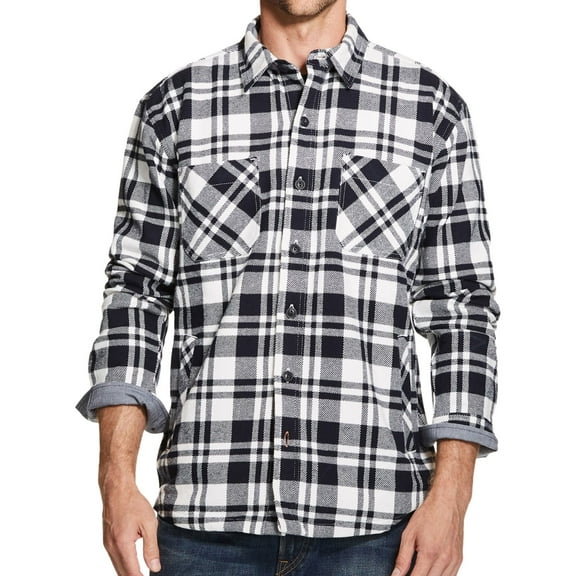 Weatherproof Vintage Mens Plaid Flannel Shirt Jacket (White, 3 XL)