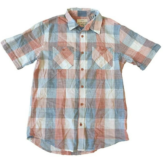 Weatherproof Vintage Mens Short Sleeve Button Down Weather Wash Shirt (Burnt Orange, Medium)