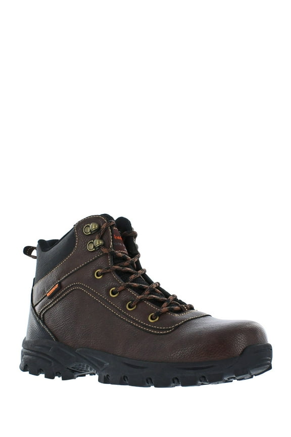 Mens Brown Color Block Heel Pull-Tab Cushioned Jace Round Toe Wedge Lace-Up Hiking Boots 12 M