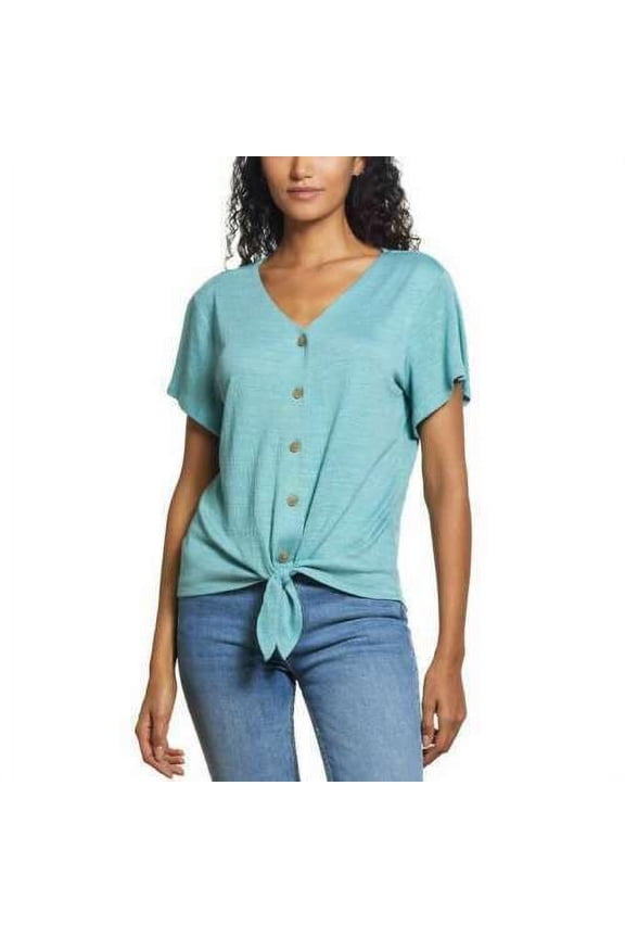 Woman's Tie Front Blouse, Adriatic Heather XS
