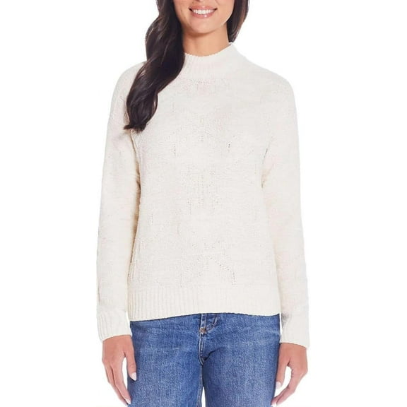 Weatherproof Vintage Women's Chenille Crewneck Sweater, Whitecap Grey, XL
