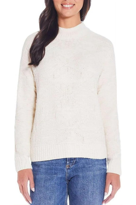 Women's Chenille Crewneck Sweater, Whitecap Grey, XL