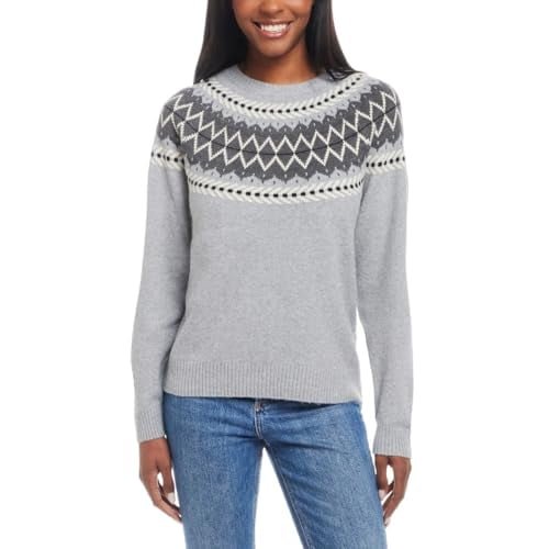 Weatherproof Vintage Women's Fairisle Ribbed Cuffs & Hem Sweater