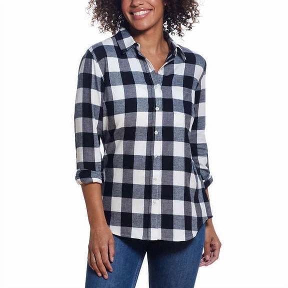 Weatherproof Vintage Women?s Flannel Button Down Shirt 1529265 Black (Caviar Buffalo) XS