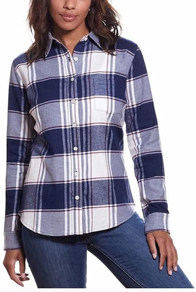 stretch plaid shirt womens