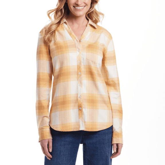 Weatherproof Vintage Women's Flannel Shirt, Yellow, XS