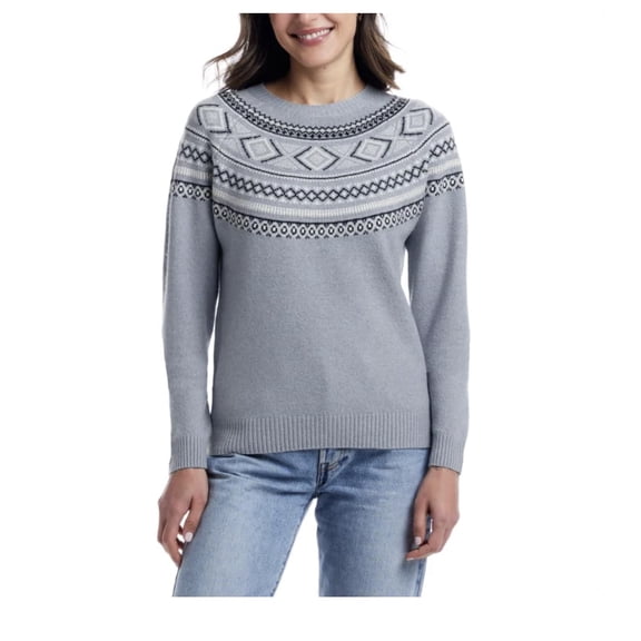 Weatherproof Vintage Women's Long Sleeve Fairisle Sweater (US, Alpha, XX-Large, Regular, Regular, Blue)