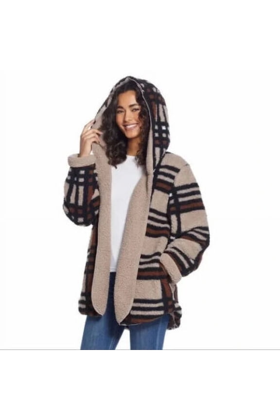 Women's Reversible Sherpa Plush Hooded Jacket