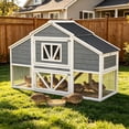 thumbnail image 1 of Weatherproof Wooden 2-Tier Quail Coop with 4 Laying Boxes, Predatorproof Outdoor Quail Cage with Openable Rest Panels, for 8-12 Quails, Gray, 1 of 9