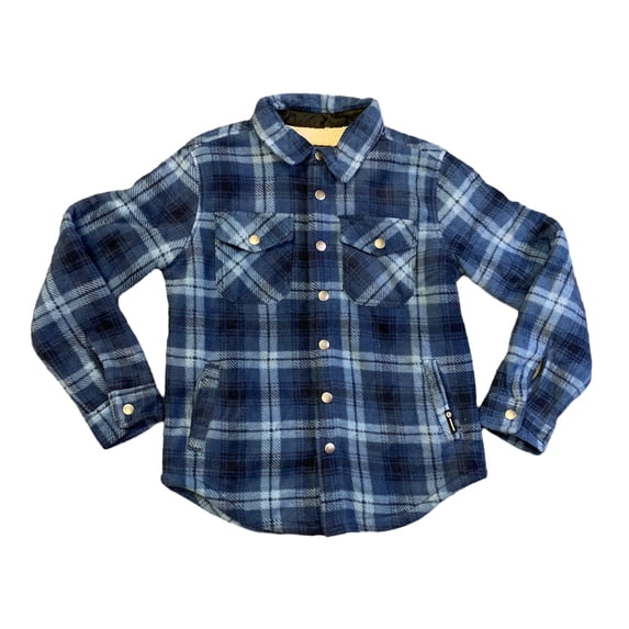 Weatherproof Youth Boy's Sherpa Lined Fleece Long Sleeve Button Up Shirt Jacket (Navy, 6/7)