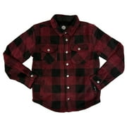 WEATHERPROOF Youth Boy's Sherpa Lined Fleece Long Sleeve Button Up Shirt Jacket (Red Check, 6/7)