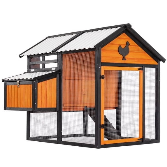 Weatherproof outdoor chicken coop with waterproof PVC roof. Outdoor chicken coop with removable bottom for easy cleaning.Large space Coop suitable for 6-8 chickens