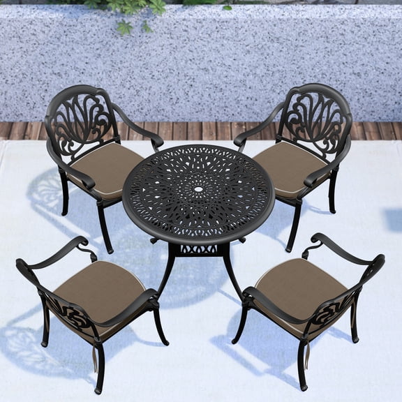 Weatherproof outdoor furniture set / Garden and patio decoration / 5-piece set with random-color cushions
